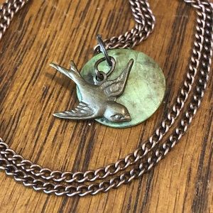 Copper bird layered pendant necklace